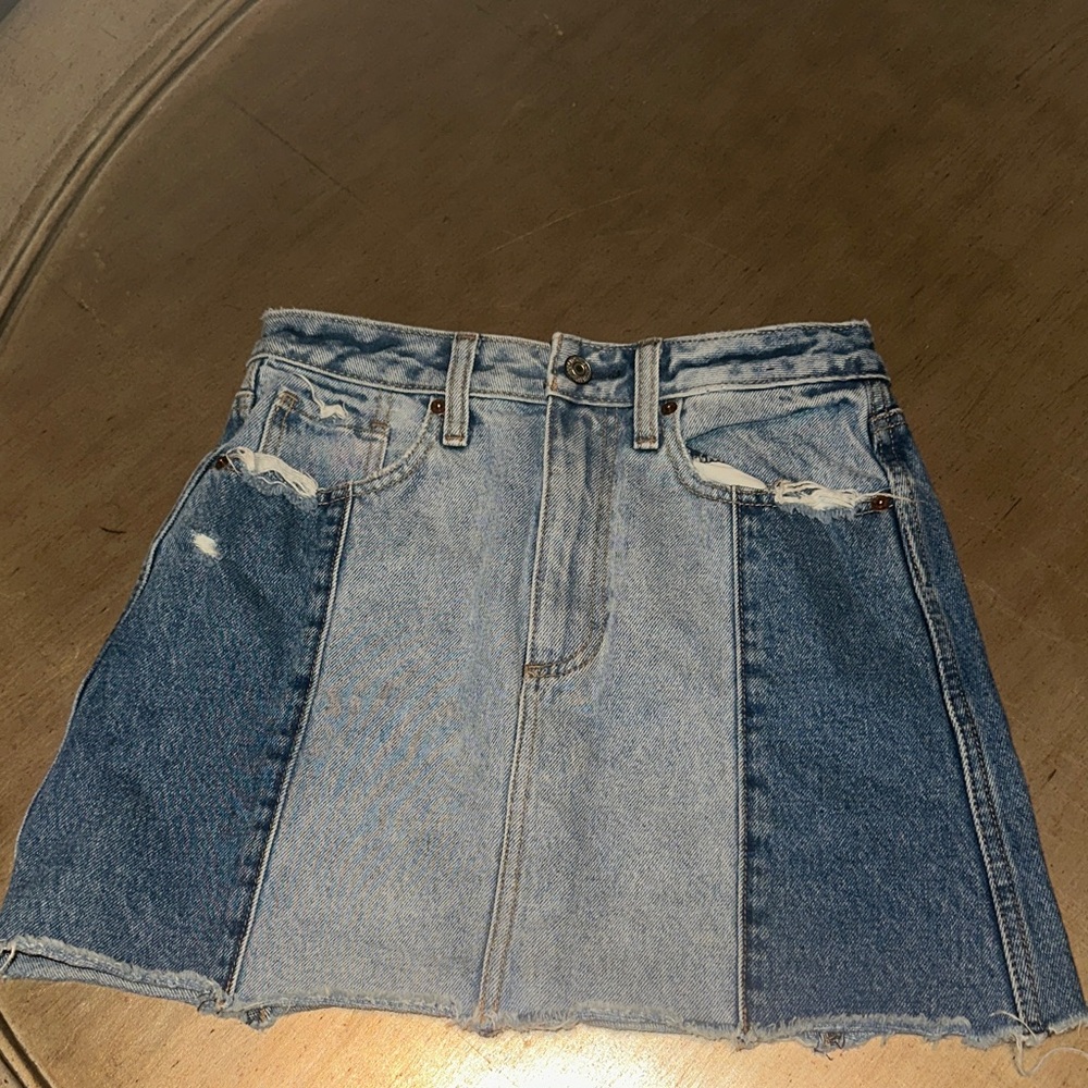 Abercrombie & Fitch Light and Dark Blue Denim Mini Skirt